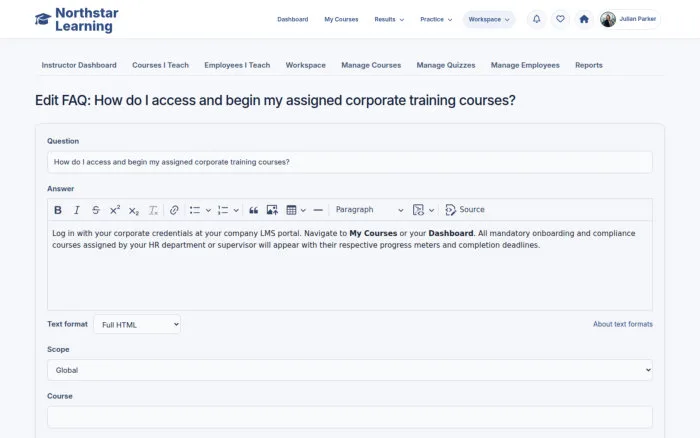Edit FAQ: How do I access and begin my assigned corporate training courses?