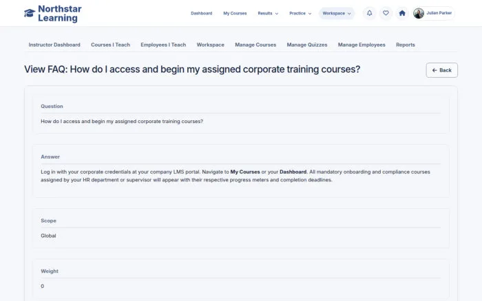 View FAQ: How do I access and begin my assigned corporate training courses?