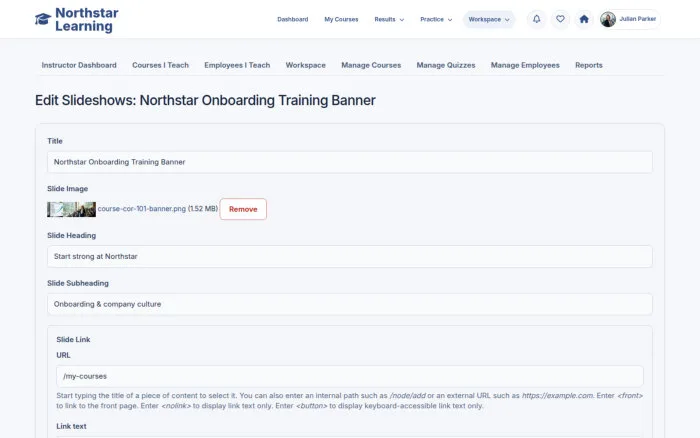 Edit Slideshows: Northstar Onboarding Training Banner