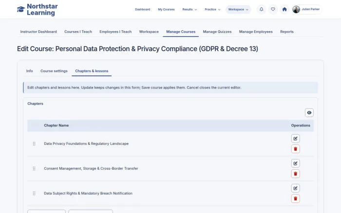 Edit Course: Personal Data Protection & Privacy Compliance (GDPR & Decree 13)