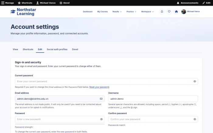 Account settings