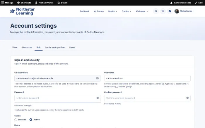 Account settings
