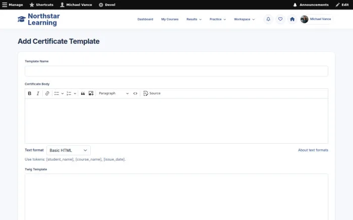 Add Certificate Template