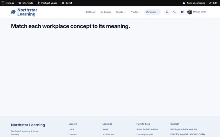 Match each workplace concept to its meaning.