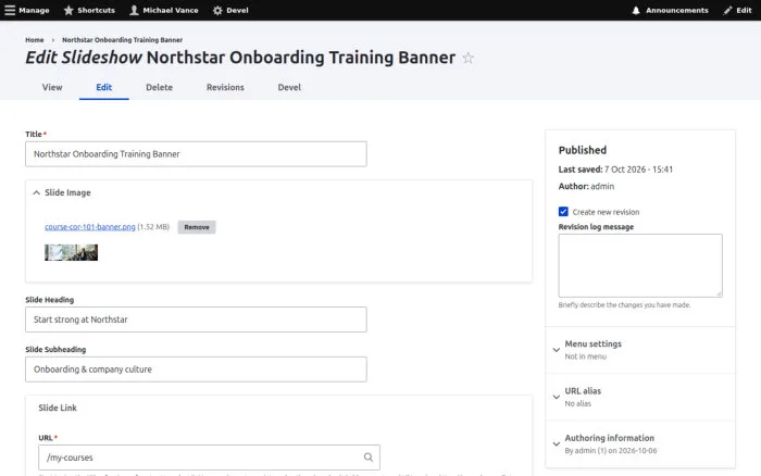 Edit Slideshow Northstar Onboarding Training Banner