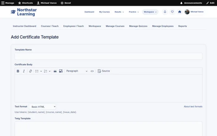 Add Certificate Template