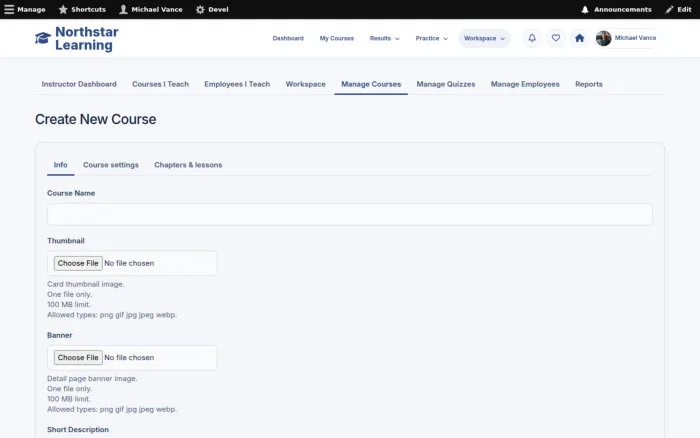 Create New Course