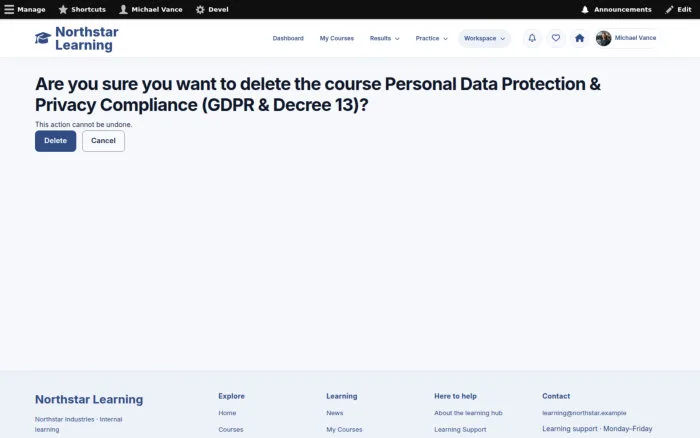 Are you sure you want to delete the course Personal Data Protection & Privacy Compliance (GDPR & Decree 13)?