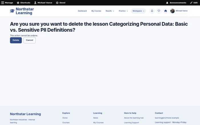 Are you sure you want to delete the lesson Categorizing Personal Data: Basic vs. Sensitive PII Definitions?