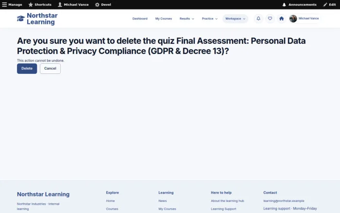 Are you sure you want to delete the quiz Final Assessment: Personal Data Protection & Privacy Compliance (GDPR & Decree 13)?