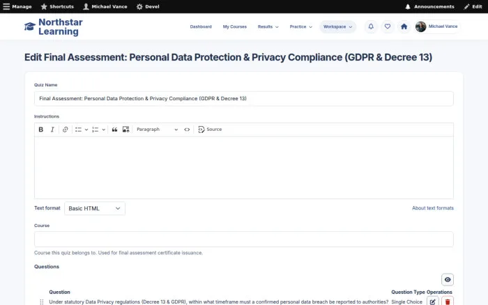 Edit Final Assessment: Personal Data Protection & Privacy Compliance (GDPR & Decree 13)