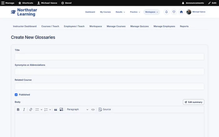 Create New Glossaries