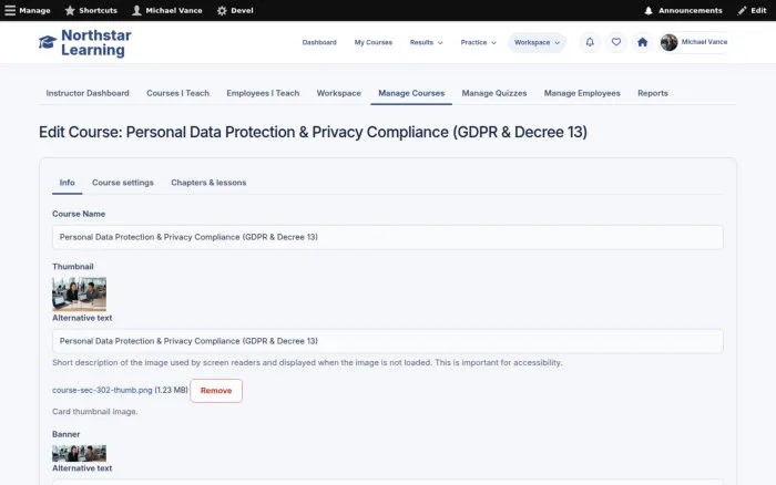 Edit Course: Personal Data Protection & Privacy Compliance (GDPR & Decree 13)