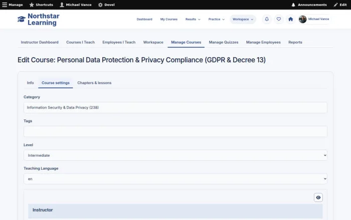 Edit Course: Personal Data Protection & Privacy Compliance (GDPR & Decree 13)