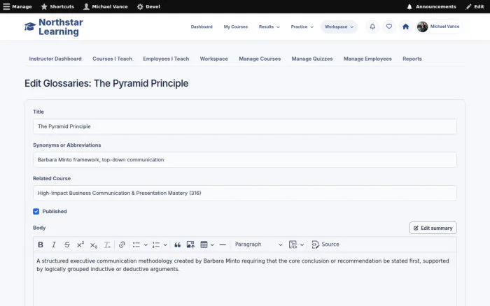 Edit Glossaries: The Pyramid Principle