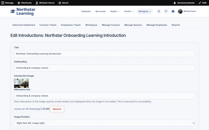Edit Introductions: Northstar Onboarding Learning Introduction