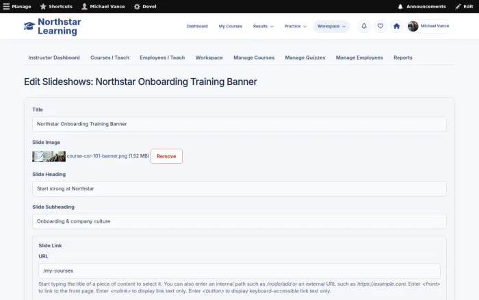 Edit Slideshows: Northstar Onboarding Training Banner