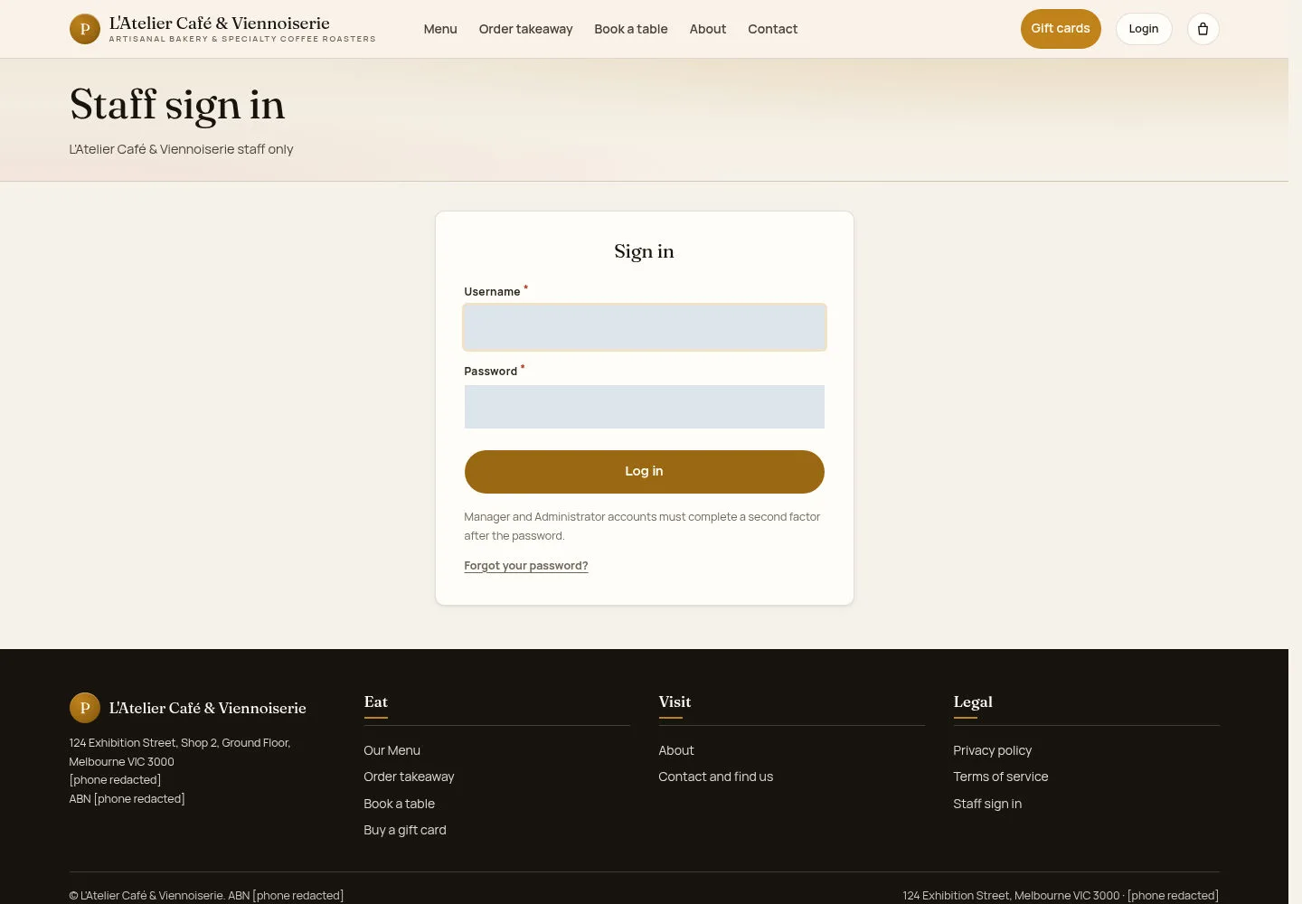 Sign in as staff