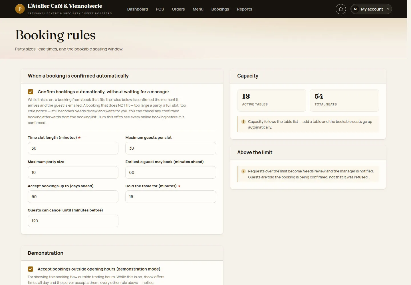 Review booking rules