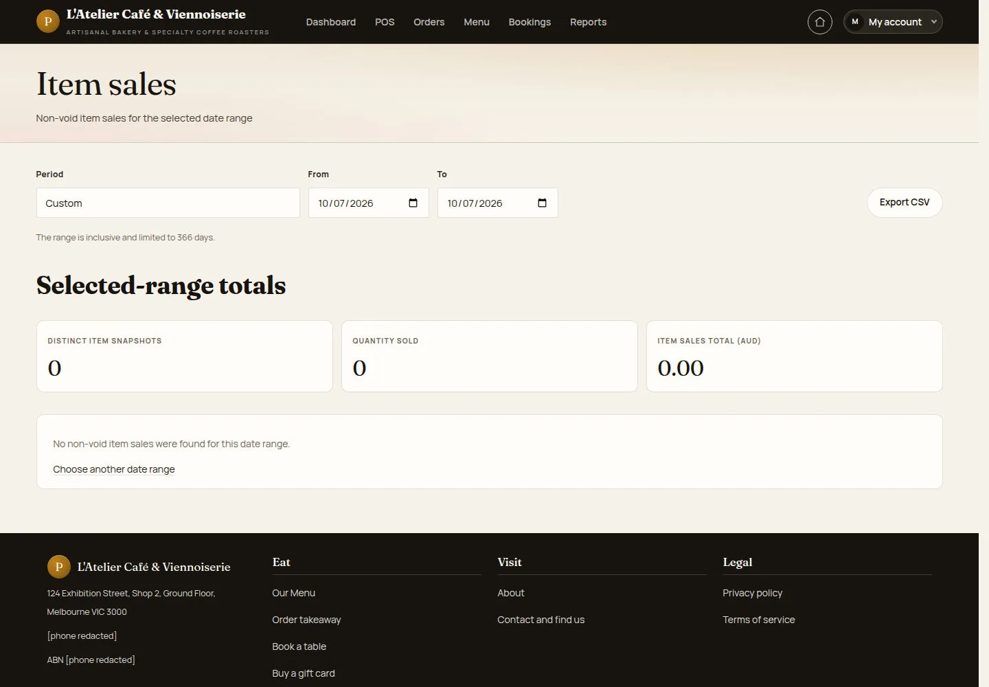 Read item sales