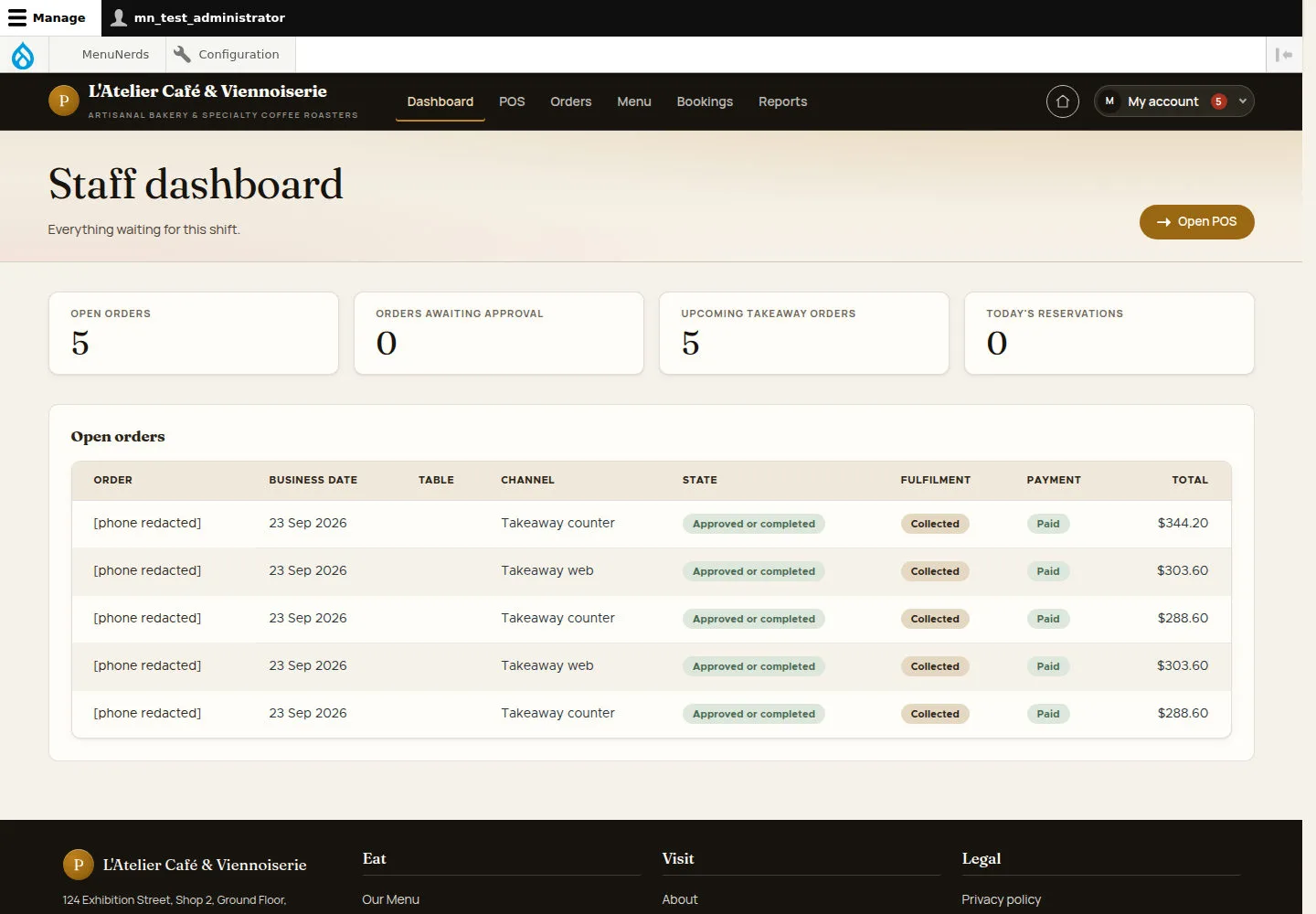 Open the staff dashboard
