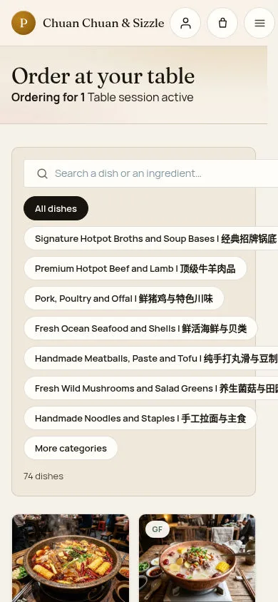 Scan the table's QR code