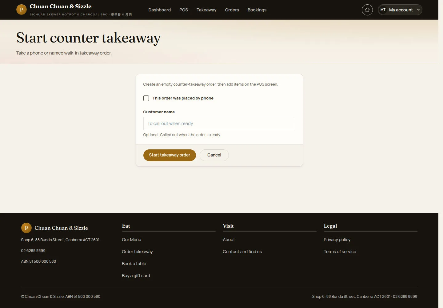 Enter the phone order details