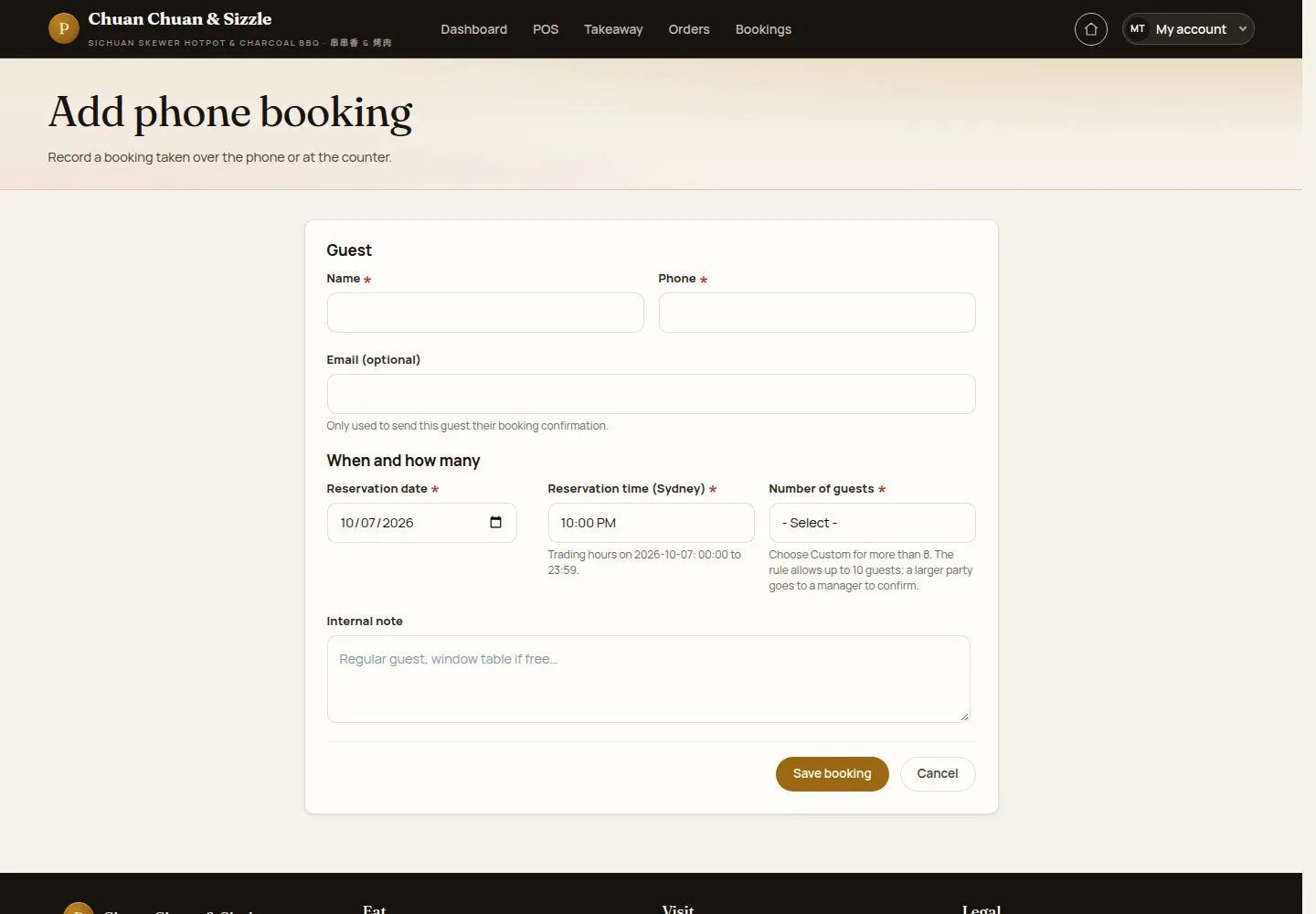 Add a phone booking