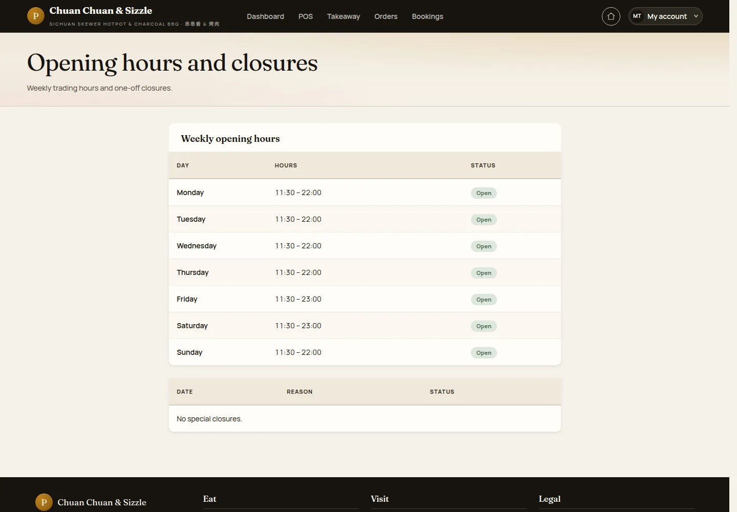 Look up the opening hours