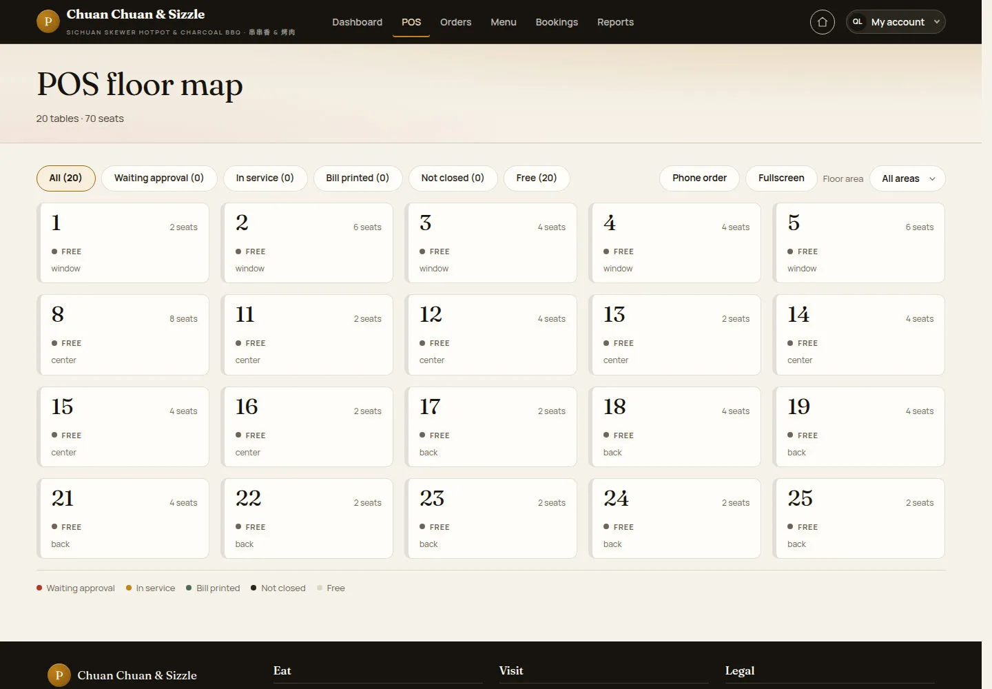Open the POS floor map