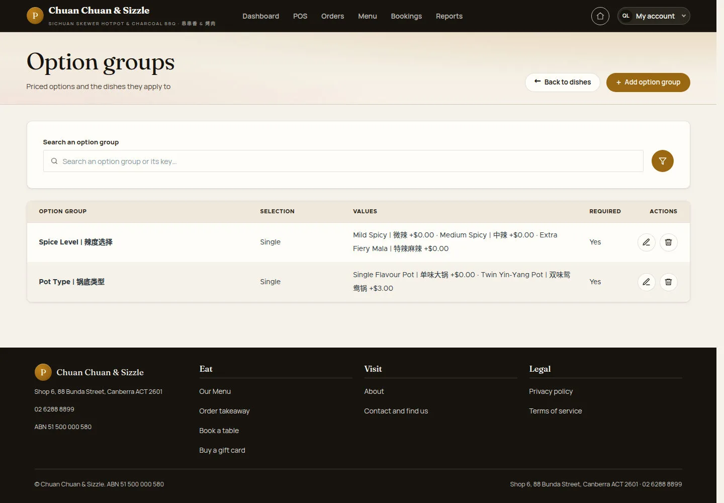 Open Option groups