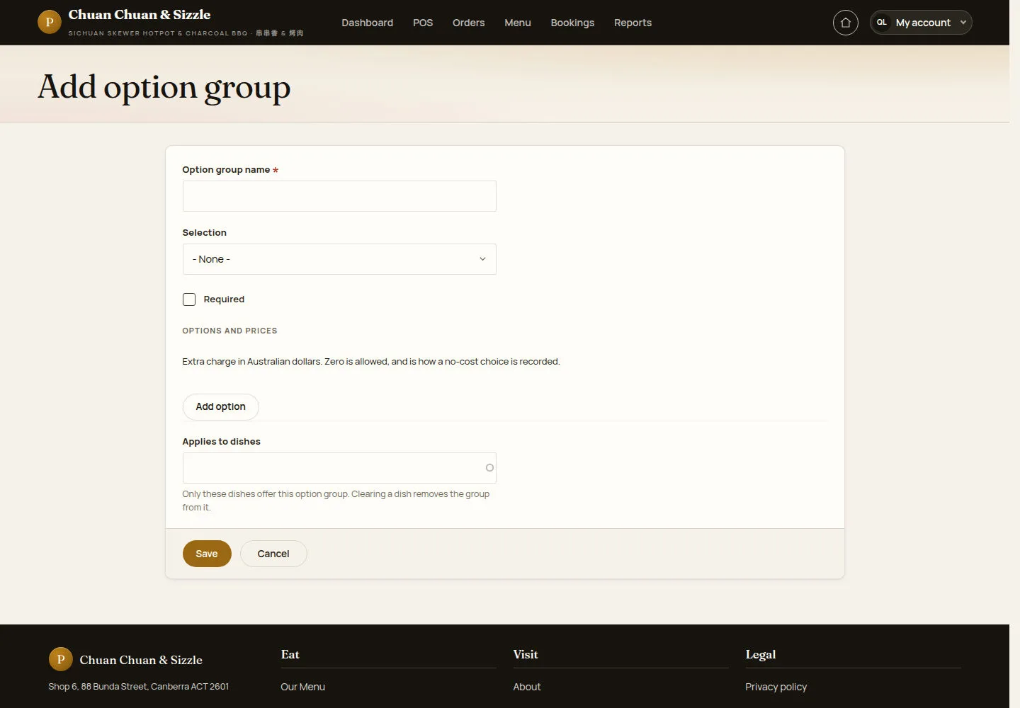 Add an option group