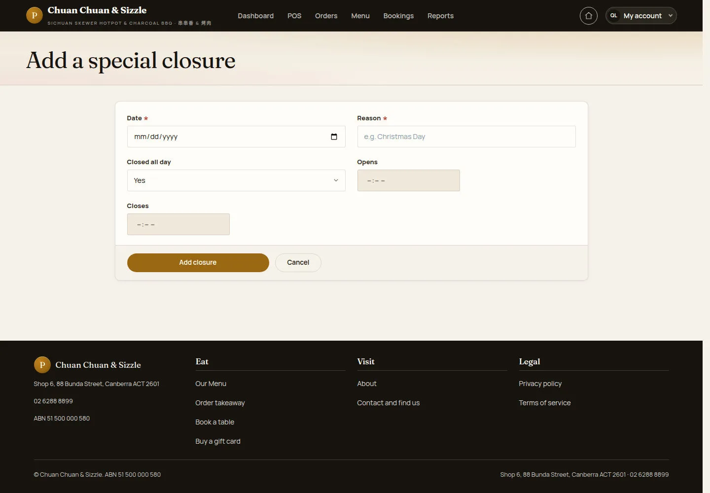 Add a special closure