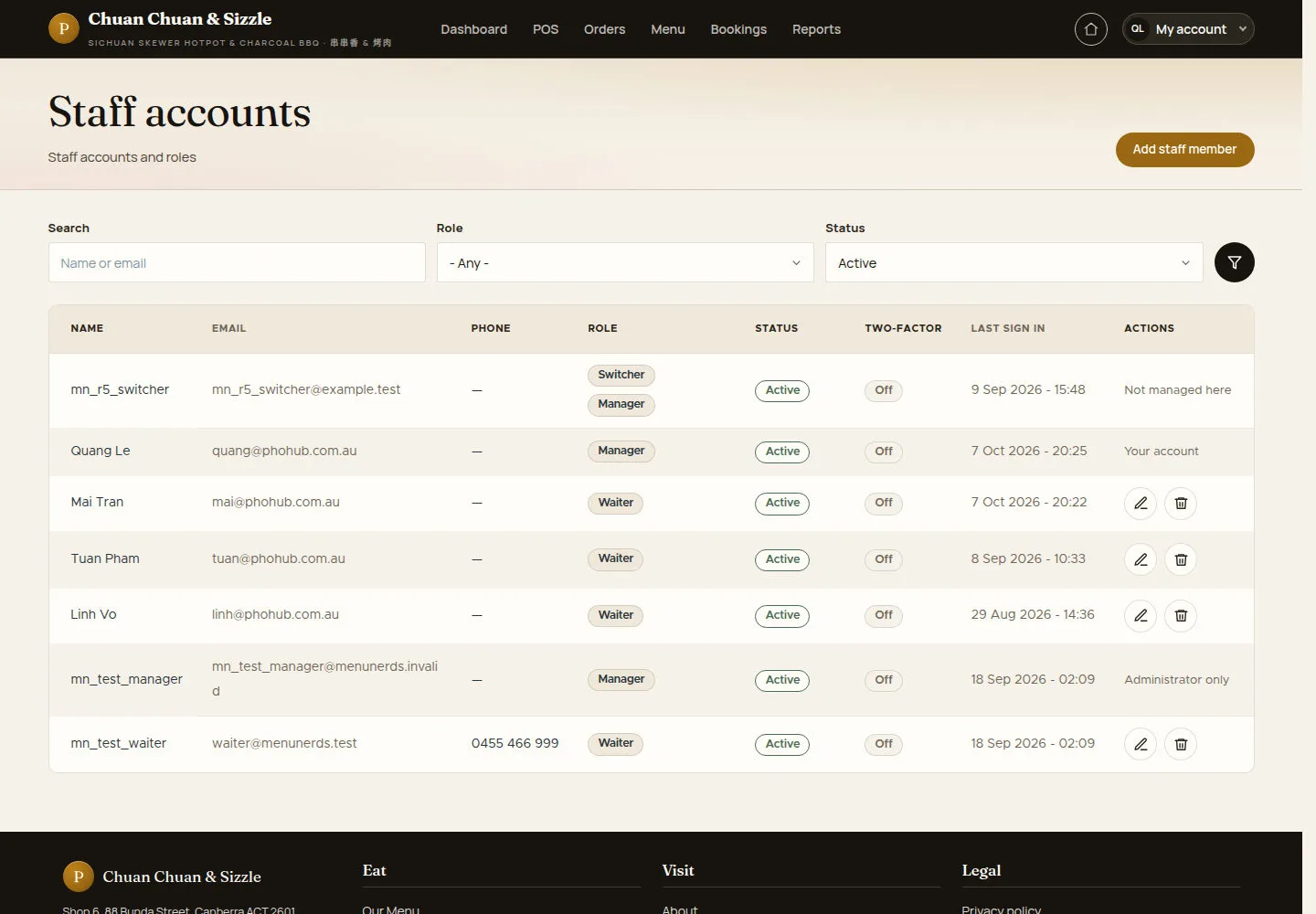 Open Staff accounts