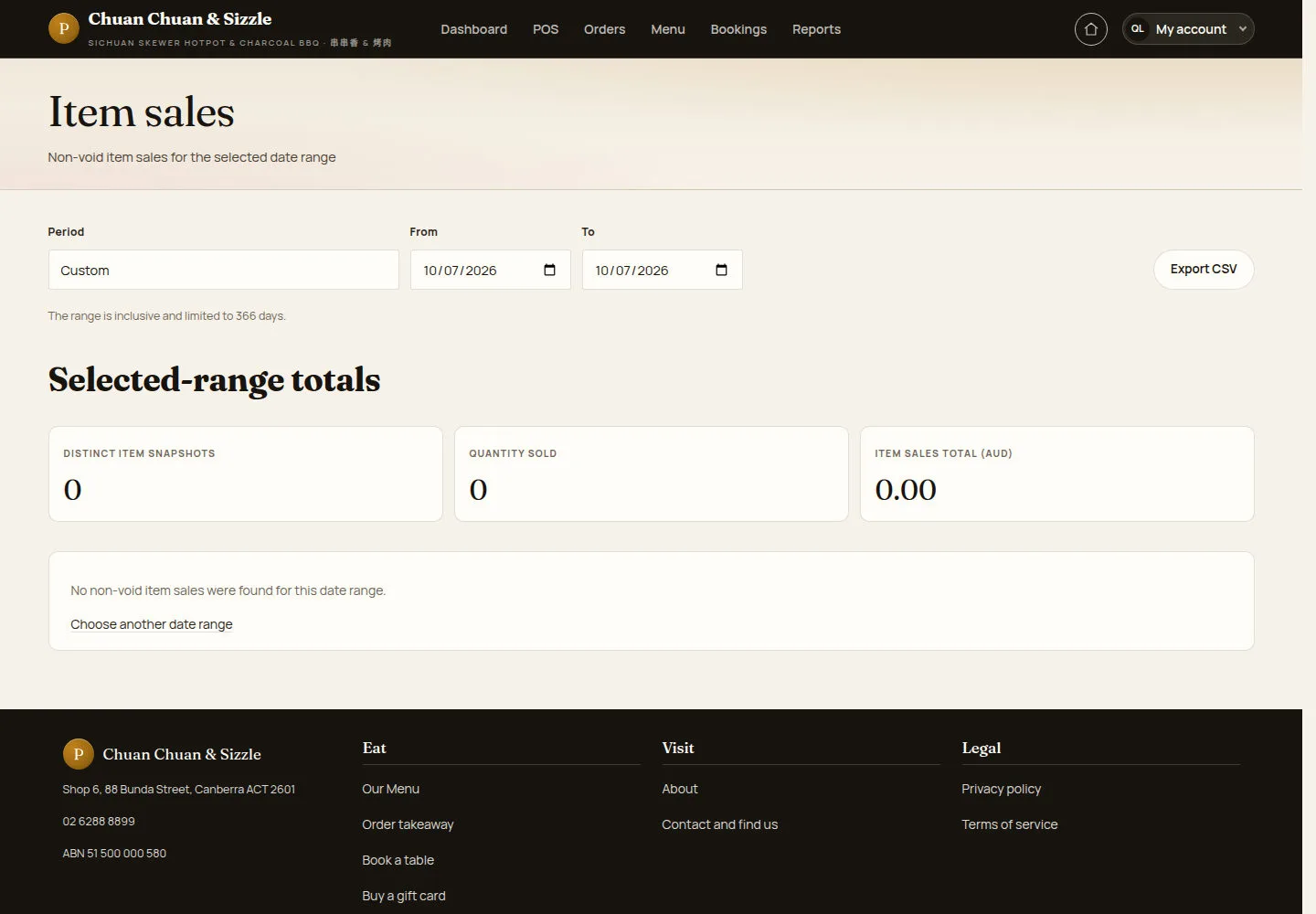 Item sales