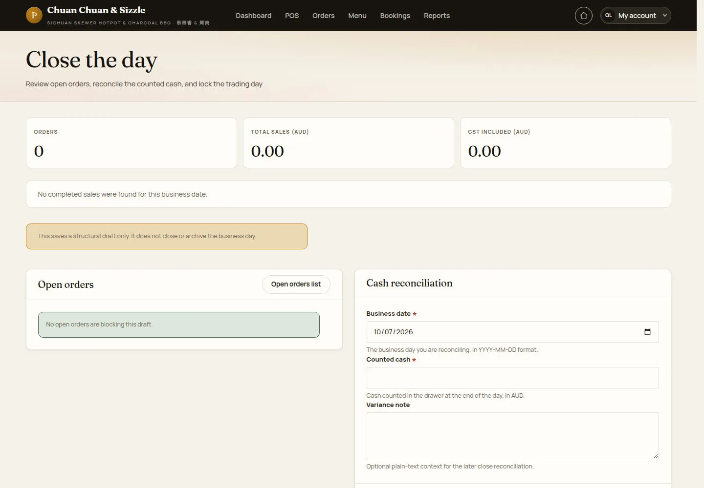 Close the day