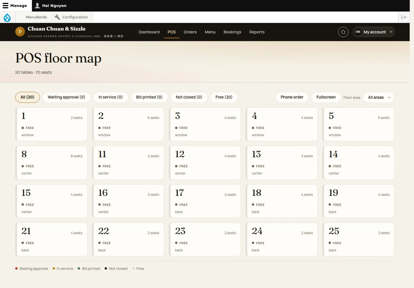 Open the POS floor map
