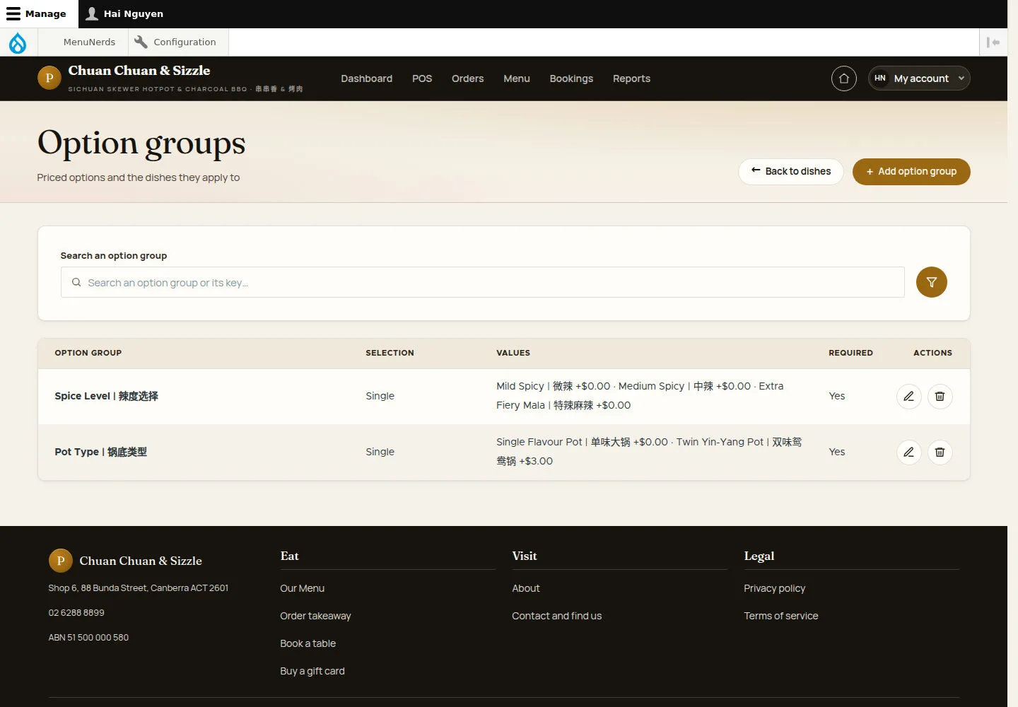 Open Option groups