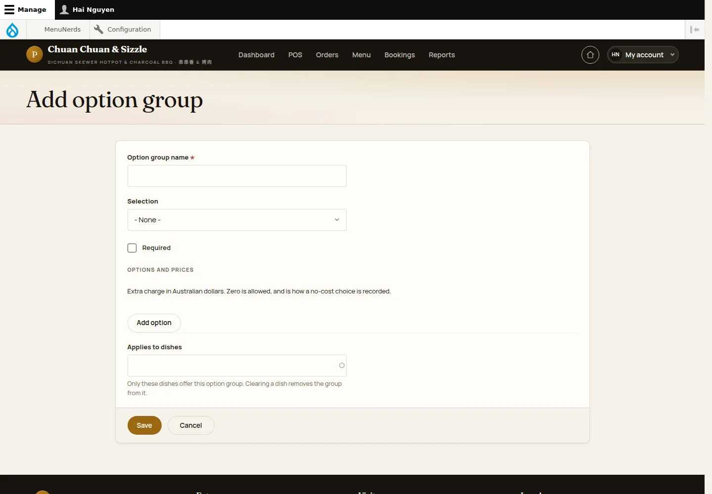 Add an option group