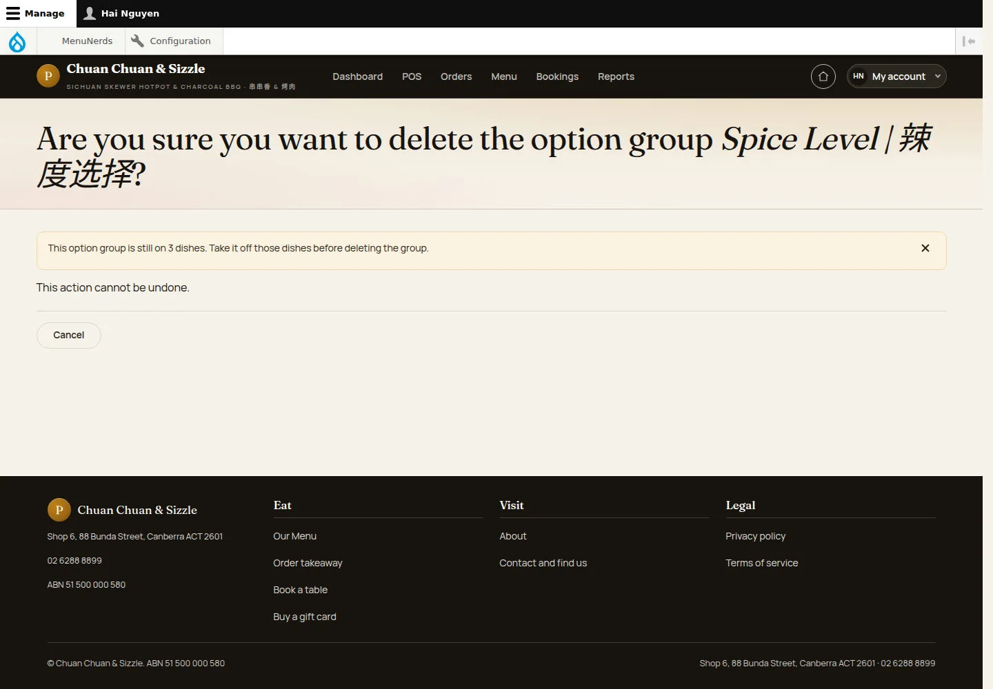 Delete an unused option group