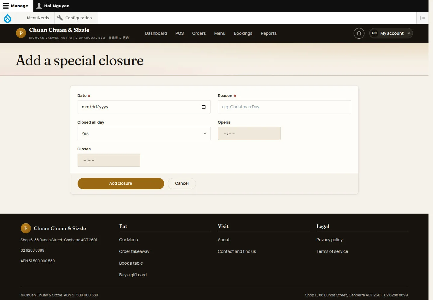 Add a special closure