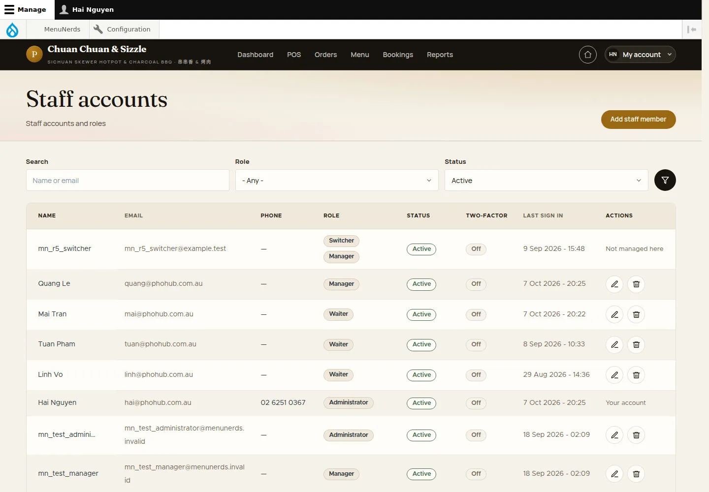 Open Staff accounts