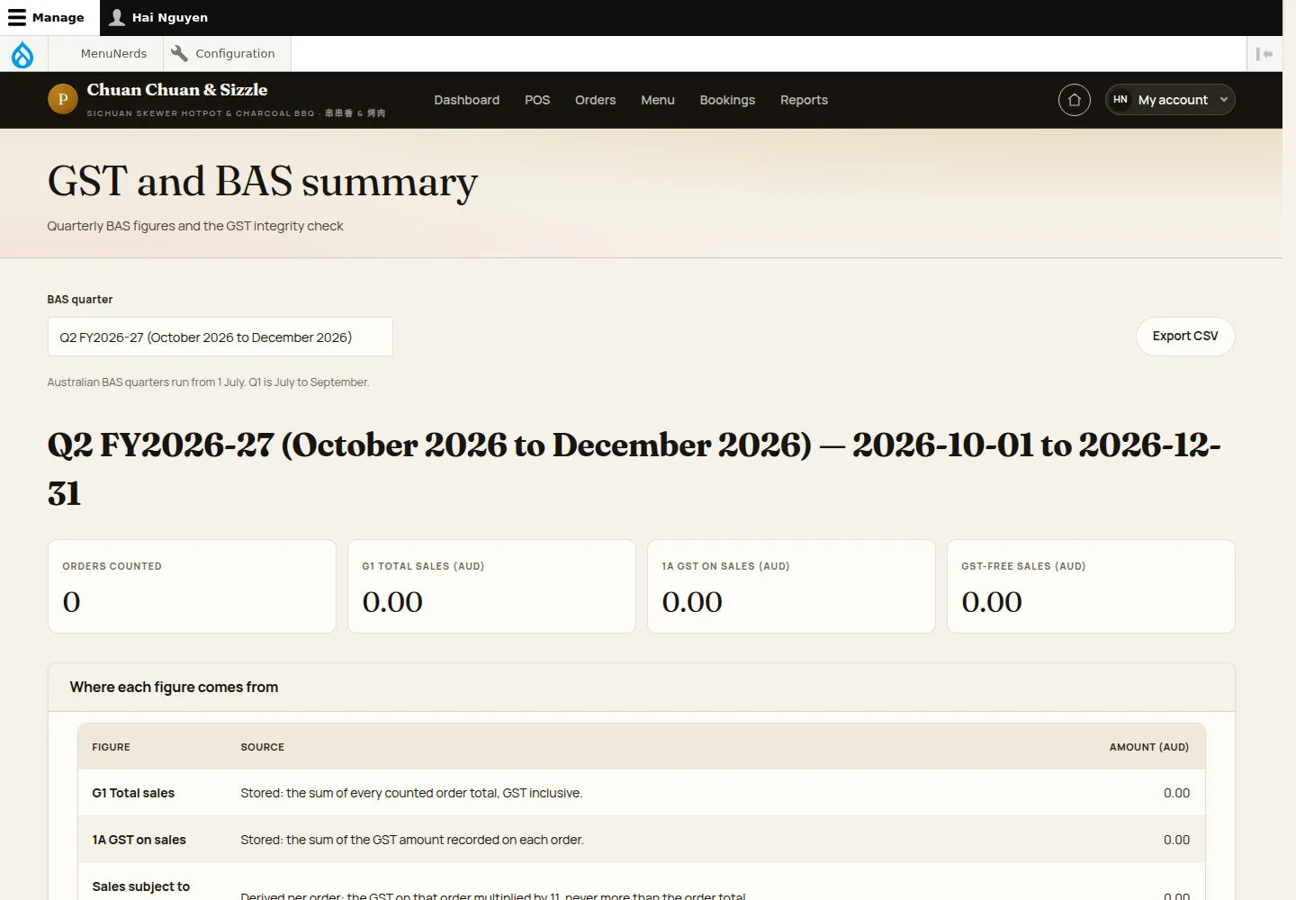 GST and BAS summary