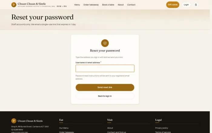 Reset your password