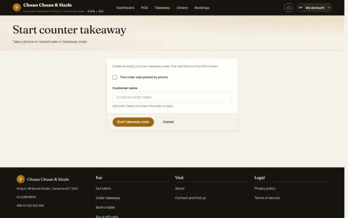 Start counter takeaway