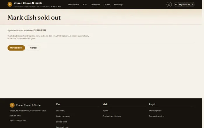 Mark dish sold out