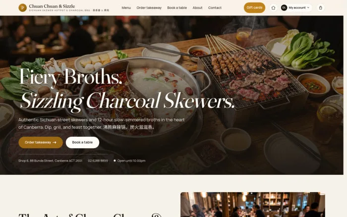Fiery Broths. Sizzling Charcoal Skewers.