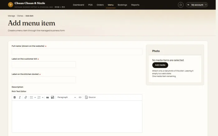 Add menu item
