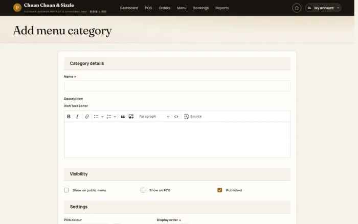 Add menu category