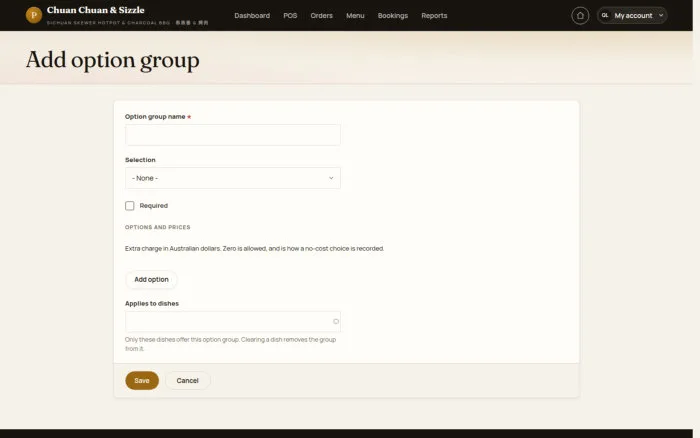 Add option group